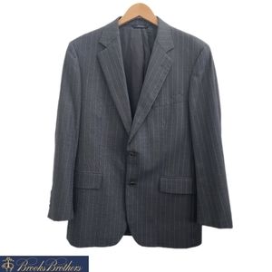Brooks Brothers Mens‎ 40R Grey Pinstripe Single Vent Flap Pocket Suit Jacket